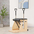 Yoga Pilates Fitness Trainer, Pilates Split-Pedal Stability Chair with Handles, Pilates Reformer Machine for Home, Maple Stability Pilates Pro Chair Equipment(Gray)