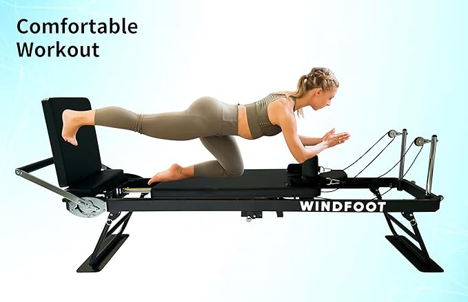 Pilates Reformer Machine Equipment with Springs & Cords for Home Workout, Foldable Pilates Equipment with Jump Board for All Level Users
