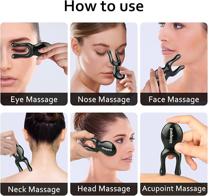 ideayard Jade Gua Sha Facial Tools - Jade Massage Tools for Face Nose Eye - Manual Therapy Massage Tools - Handheld Meridians Acupressure Tool - Birthday Gifts for Women Men