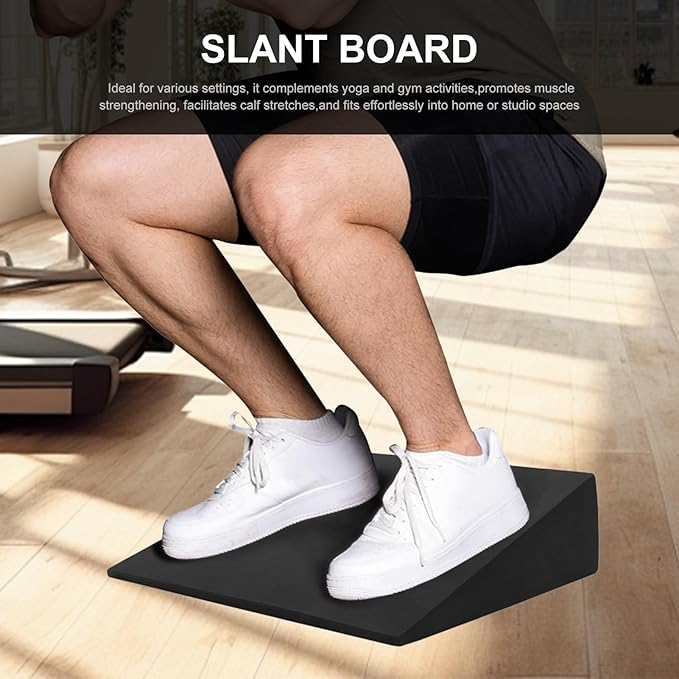 Dorsiflexion Wedge - 12.8x11.8x3.5in Foam Ramp, Angled Heel Elevation Block, Textured Incline Platforms | Calf Flexibility Development Tool, Lower Limb Stability Aid, For Barbell Squat Techniques