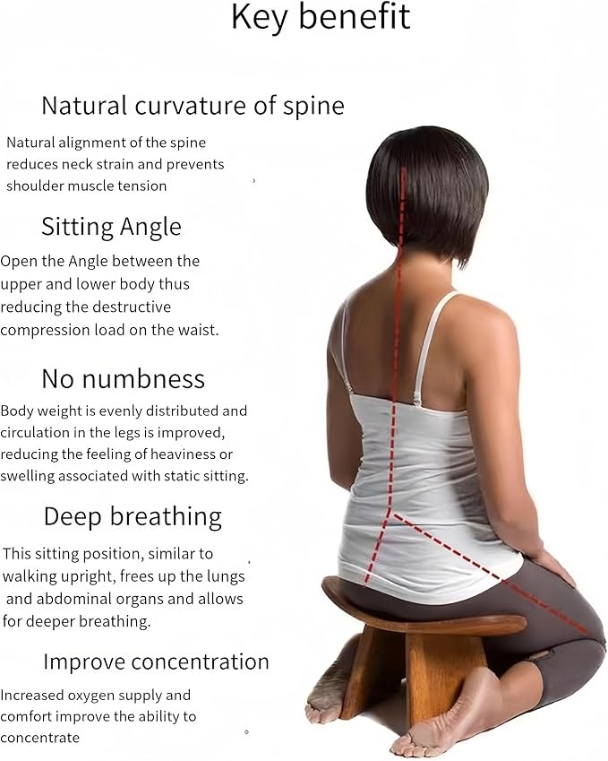 Solid Wood Ergonomic Kneeling Stool. Suitable for Temple Ceremonies, Tea Ceremonies, Meditation, Yoga, as Well as Home Fitness Assistance Chair (S# is Suitable for Height up to 160CM(63 in)