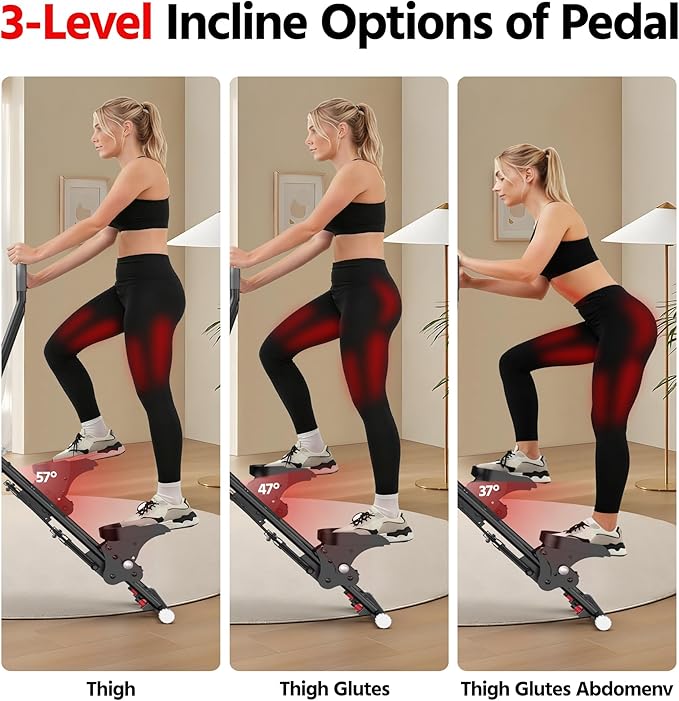 Stair Stepper for Home Gym Exercise, New Version Compact Folding Stair Climber with Quiet Shock-Absorbing Spring, Adjustable Resistance, Long Foam Grip, Stairmaster for Full-Body Workout Equipment