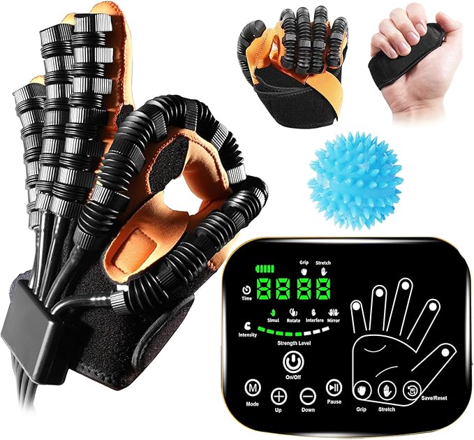 6th Generation Upgrade Rehabilitation Robot Gloves for Stroke Recovery – Hand Weakness & Hemiplegia Home Physical Therapy Device with Mirror Training & Multi-Mode (Left Hand, XL)