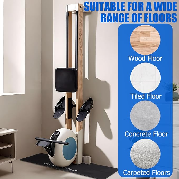 TOBWOLF 2PCS Non-Slip Mat Compatible with Peloton Bike, Concept 2 Rowing Machine, Exercise Bike Mat, Mat Protect Hardwood Floor Carpet for Home Gym, Workout Mat for Bike Trainer, Stationary Spin Bike