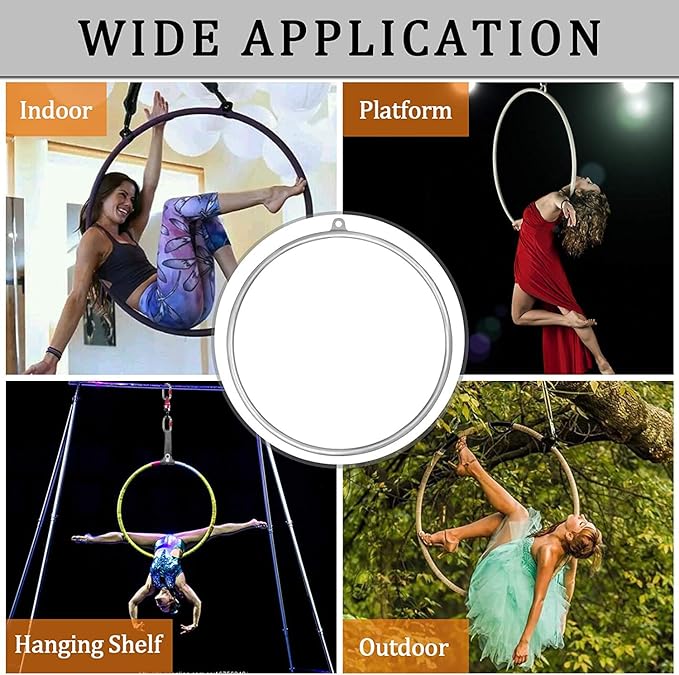 DASKING Professional Aerial Hoop Kit - 85cm (33.5")/90cm (35.4") Aerial Ring Set, 2-Ton Safety System Anti-Slip Grip & Portable Storage Bag