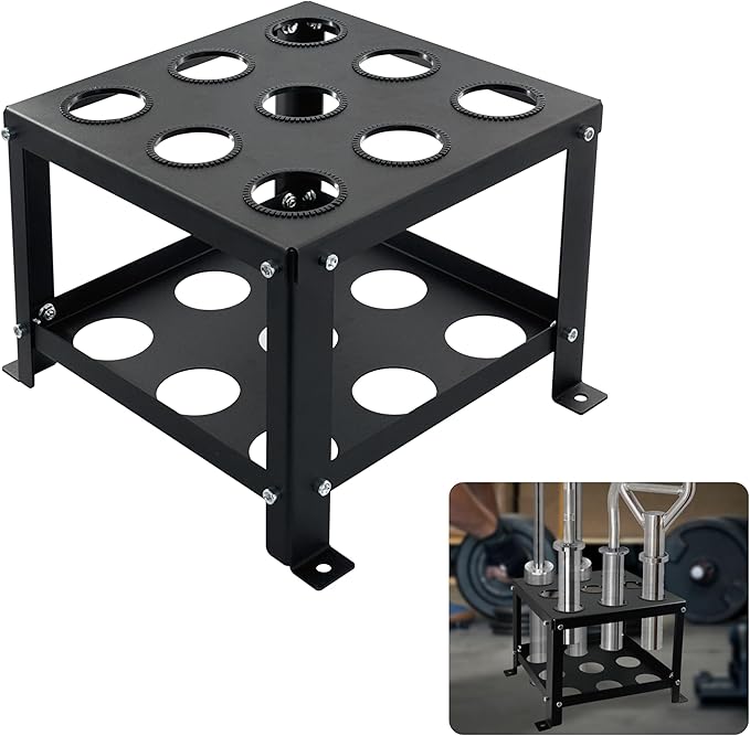 Barbell Holder Floor Stand - Heavy Duty Home Gym Organizer for 9 Barbells - Fits 2-inch Olympic & Curl Bars