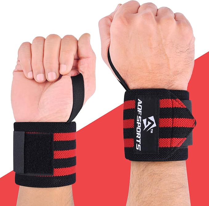 AQF Wrist Wraps for Weightlifting - USPA & IPL Approved 18" Gym Wrist Support with Thumb Loop - Heavy Duty Lifting Wrist Straps for Fitness, Workout, Powerlifting, & Bodybuilding (Pair)