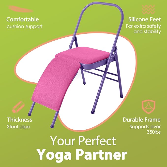 BODY RHYTHM Yoga Auxiliary Chair with Lumbar Back Support for Abs & Core, Balance Handstand, Flexibility and Strength Training and Back Pain Relieving.