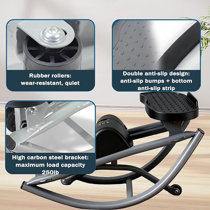 Rocking Stepper Side to Side, The Rocking Stepper for Women Men, Waist Twister Machine Exercise Home Workout Machine, Track Time, Reps, Calories with Digital Display, for Legs, Glutes, Abs