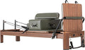 Foldable Oak Wood Pilates Reformer Machine with Reformer Box & Jump Board for Home, Studio, Gym & Yoga - 12-Level Resistance, Adjustable Shoulder Pad, Lightweight Aluminum Frame & PU Leather Carriage