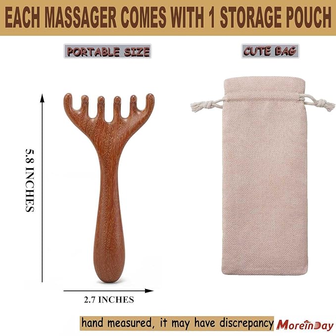Scalp Massage Tool, Head Massager Scalp, Massage Comb for Gua Sha, Wooden Foot Massage Tool - 2 Pack