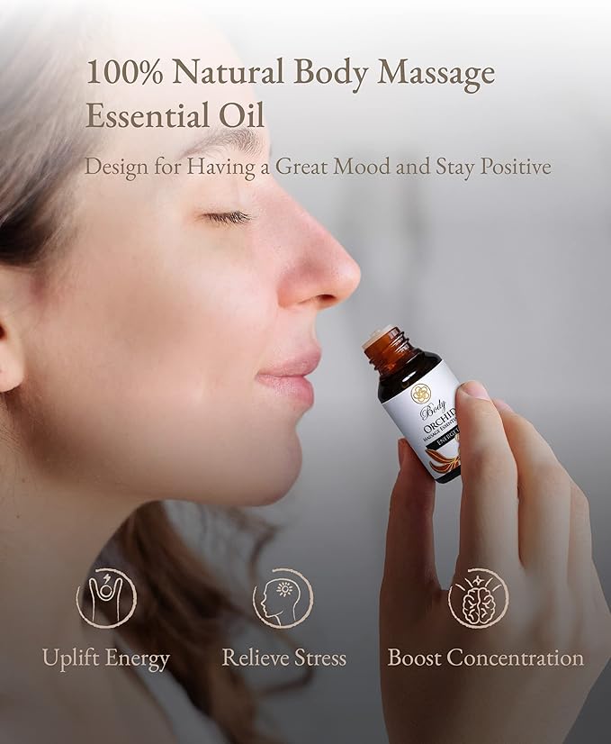 100% Organic Essential Oil Blend for Massage, Home Care, Aromatherapy, Natural Ingredients - Orchid, Bergamot, Pine Needle, Peppermint, 10ML
