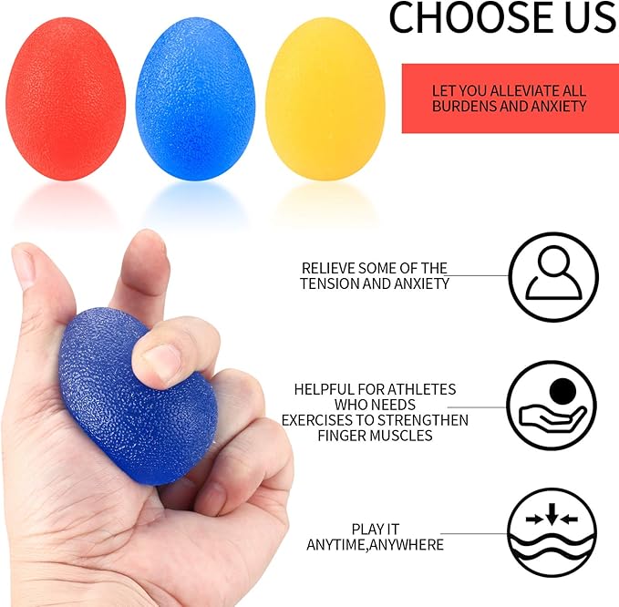 3 Pcs Hand Grip Strength Balls with 2 Pcs Finger Strengthener, Wrist Grip Strengthener Trainer, Stress Relief Balls Trainеr Hand Balls, Hand Exerciser Squeezer for Adults Hand Workout