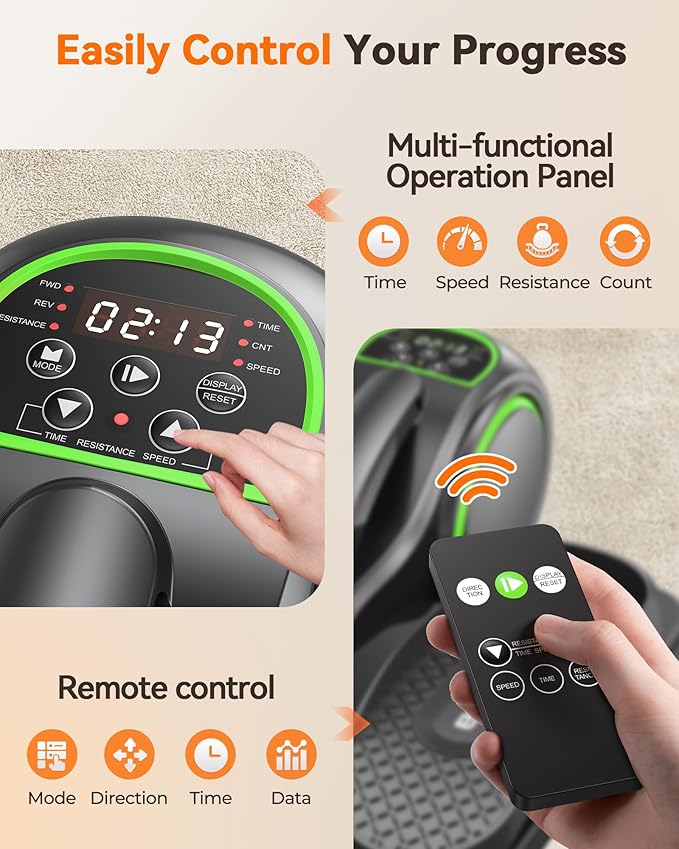 YOSUDA Under Desk Elliptical,Elliptical for Seniors Fully Assembled,Quiet & Portable Electric Seated Pedal Exerciser with 10 Level Resistances & Speeds,Remote Control