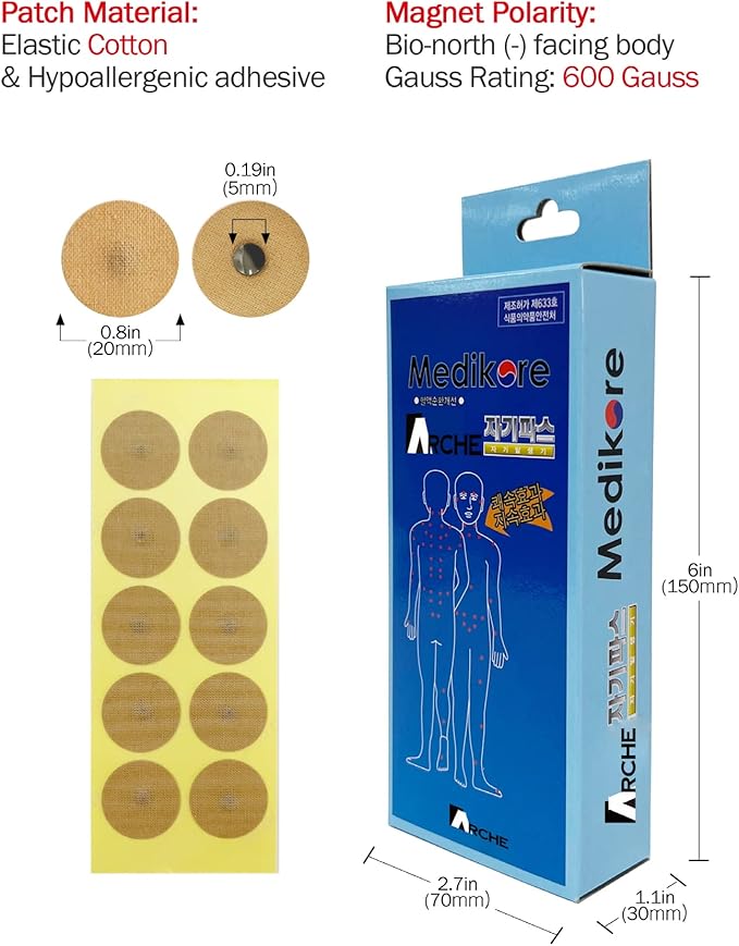 100pcs ACU-Magnetic Patches Healing Tip Magnet Pain Relief Like Acupuncture Pre-Attached to Plasters for Shoulder Wrist Neck arm Leg Back
