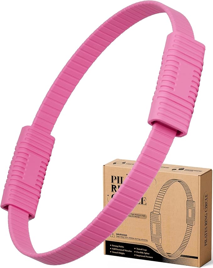 Pilates Ring, Silicone Magic Pilates Rings, Lightweight & Durable Flexible Fitness Circle Exercise Equipment for Toning Arms, Thighs,Legs, Core,Yoga & Physical Therapy