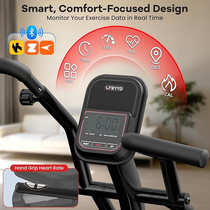 Recumbent Exercise Bike for Home, Stationary Bike with Arm Exerciser, 16-Level Magnetic Resistance, Bluetooth App, LCD Monitor, Heart Rate, Heavy-Duty Frame, Low-Impact Cardio & Physical Therapy, 450LBS Capacity