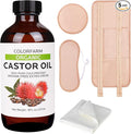 6 Pcs Castor Oil Pack Wrap: Organic Cold Pressed Castor Oil 8Fl Oz with Reusable Pads - Adjustable Elastic Straps Pack Wraps for Stomach Liver Neck