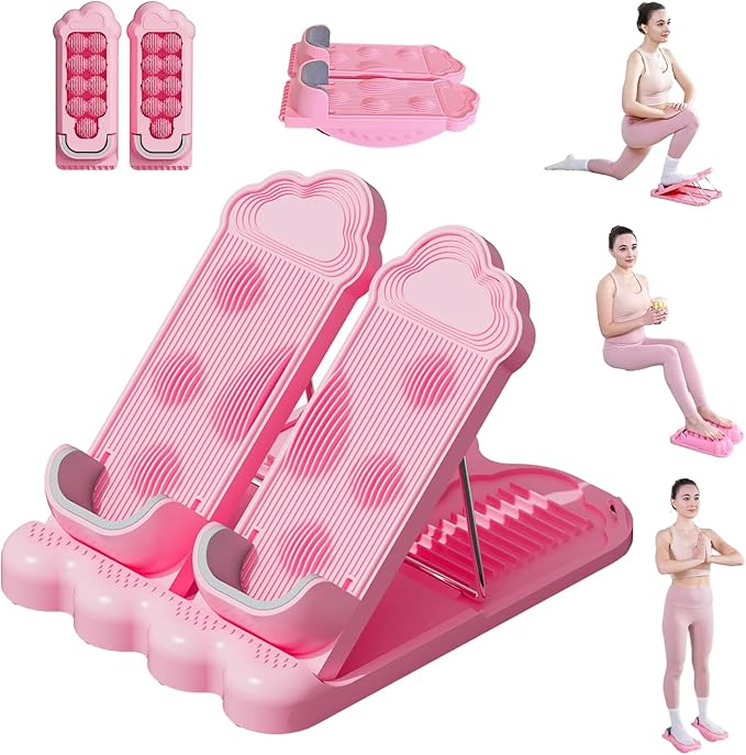 Slant Board, 3 in 1 Calf Stretch Board with Foot Massager & Resistance Bands, 12-Level Adjustable Incline Calf Stretcher for Relieving Calf Ankle Achilles Pain, Balance Exercise Trainer