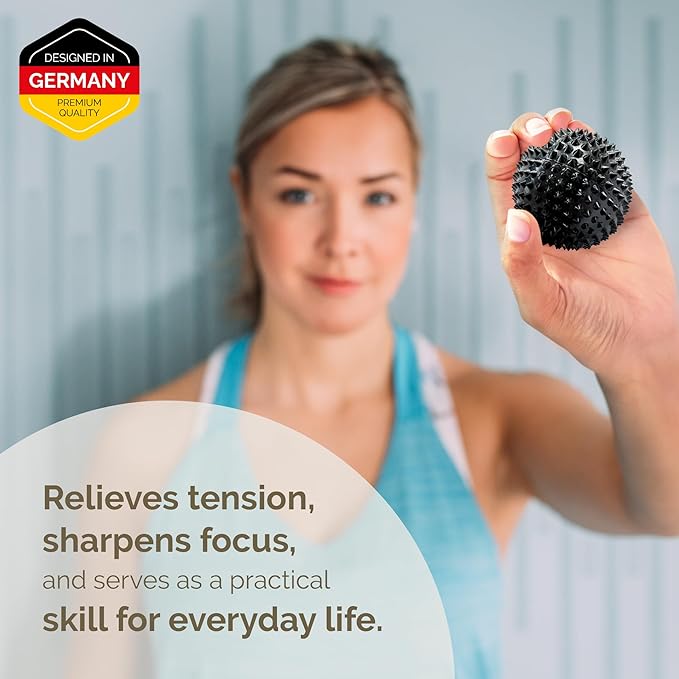 2X Spiky DBT Skill Balls | 2inch | Magnetic Stress Relief Balls | Spiky Massage Balls for Relaxation, Tension Release, Focus & Mobility (Black)
