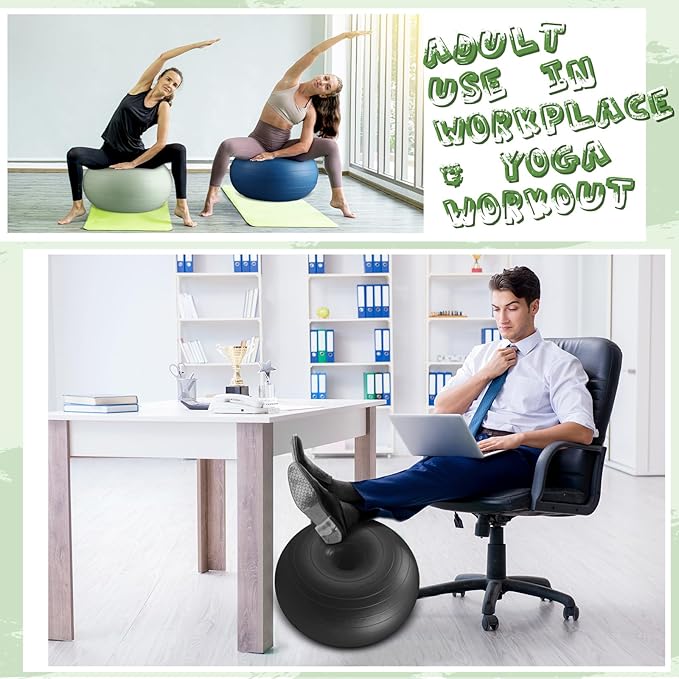 Libima 8 Pcs Flexible Seating for Classroom Inflatable Yoga Ball Chairs with Pump Donut Exercise Ball Chair Cushion Seat for Office Balance and Stability Training Home Gym