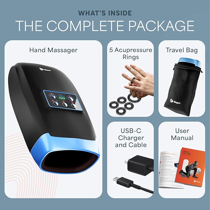 LifePro Legra Hand Massager with Heat and Compression - Finger, Wrist, and Palm Massager with 5 Modes - Pressure Point Therapy for Sensitive Hands, Relaxation, and Comfort