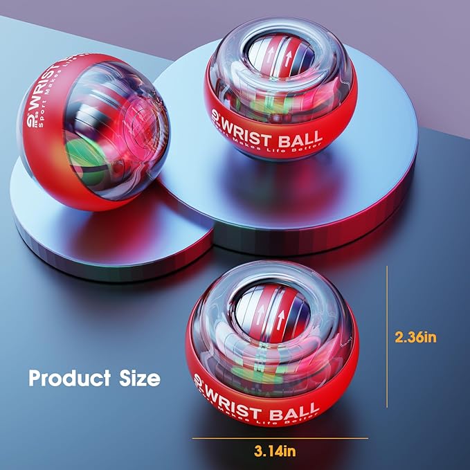 Wrist Trainer Ball Auto-Start Gyroscopic Forearm Exerciser Gyro Ball for Strengthen Arms, Fingers, Grip and Muscles