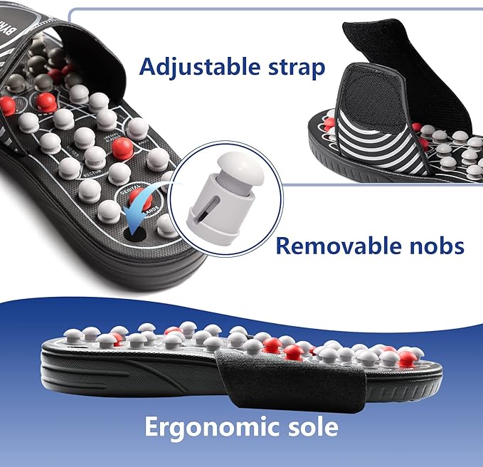 BYRIVER Lower Back Pain Relief Massager Device Product, Spiky Ball Roller Foot Massage Slippers Sandals Shoes, Healthcare Relaxation Gift for mom dad（05XS
