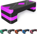 Exercise Workout Aerobic Step Platform Trainer, 27" Aerobic Stepper with 4"-6"-8" Adjustable Height Risers (Purple)