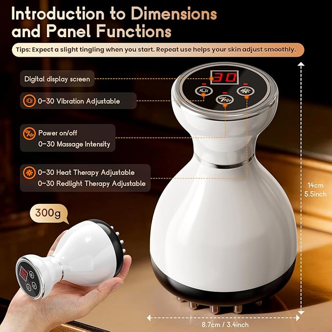 Lymphatic Drainage Massager & Anti Cellulite Massage Tool, Helps Reduce Stretch Marks & Cellulite, for Legs, Arms & Belly, Body Sculpting Machine with Microcurrent & Red-Light & Heat & Vibration