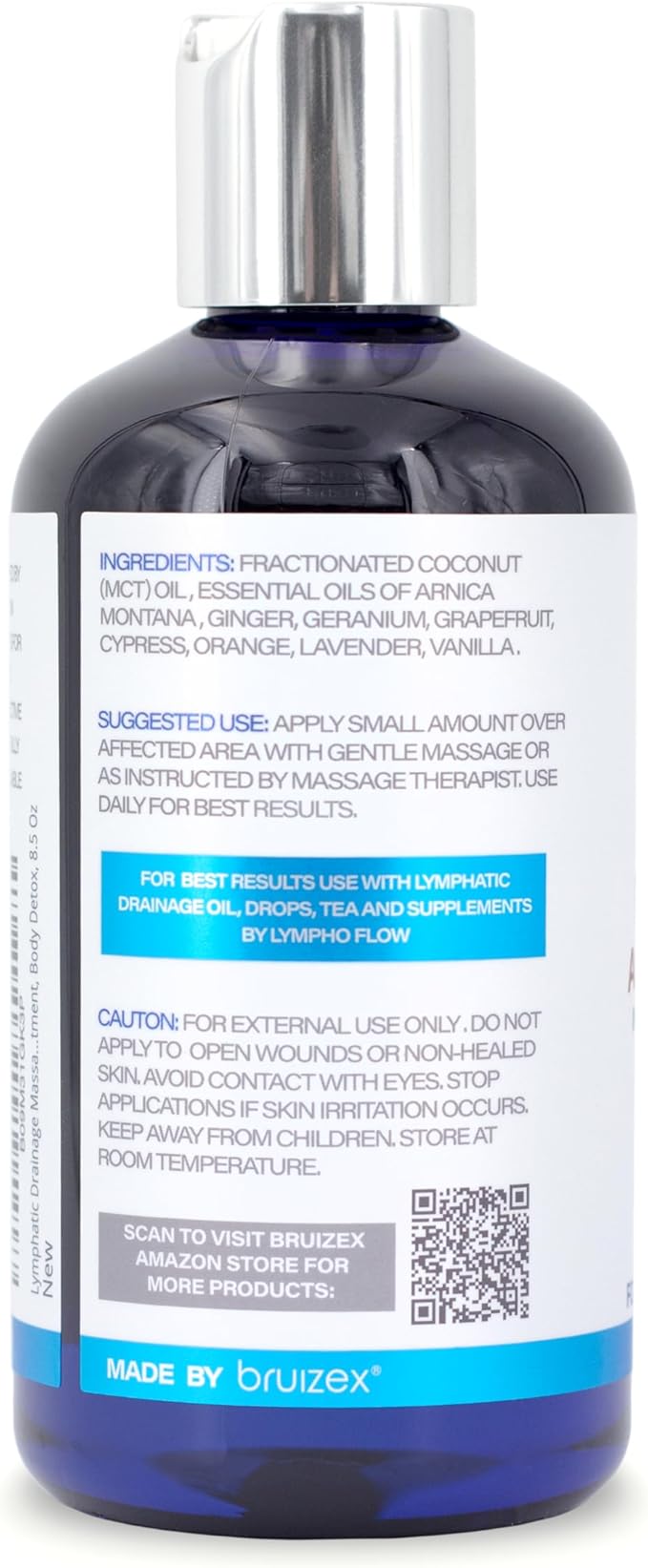 Bruizex Lymphatic Drainage Massage Oil with Arnica & Ginger for Post-Procedure Massage & Lymphatic Drainage Massager, Liposuction, 360 Lipo, BBL, After Tummy Tuck Procedure, Warming Formula - 8.5 Oz