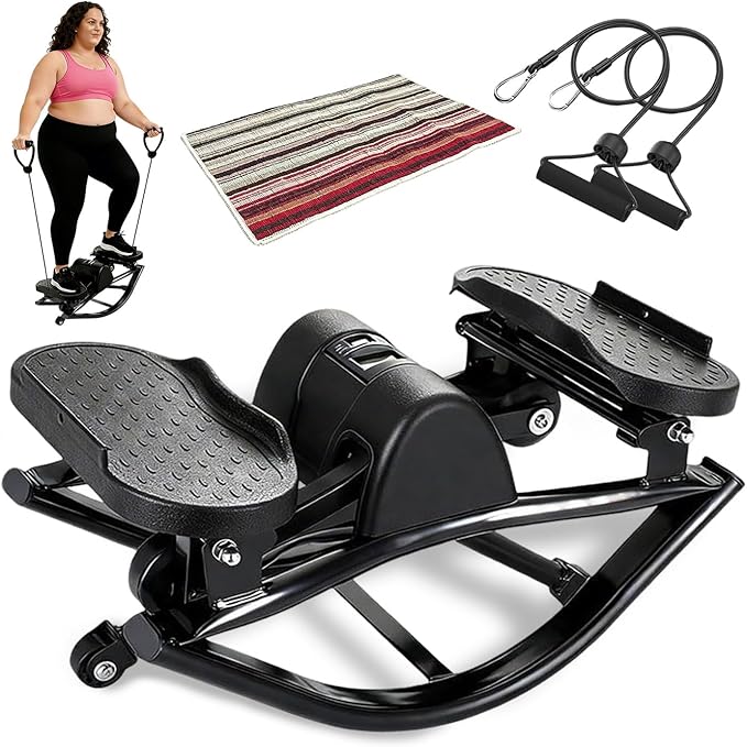 Rock Stepper, Side to Side Exercise Machine, U-Shaped Rock Stepper Machine, Step Rocker Exercise with Uses Silent Technology, Digital Display and Anti-Slip Mat for Home Workout