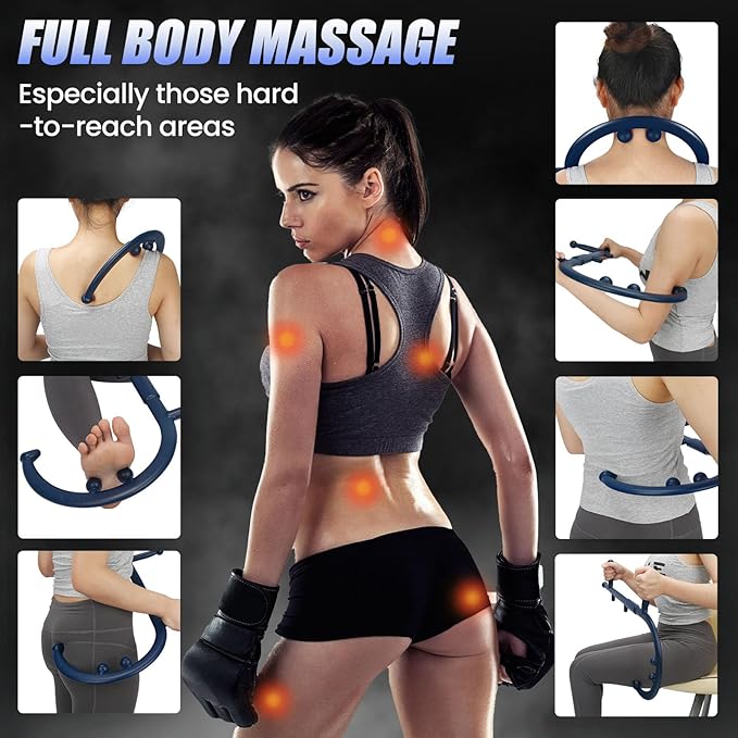 Trigger Point Massage Cane for Back, Neck & Shoulder Relief, Self Massage Tool for Deep Tissue & Muscle Knots, Ergonomic Therapy Cane to Reach Hard-to-Reach Back Spots, Lightweight Portable (ROYBLUE)