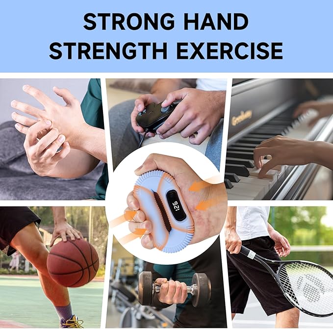 Hand Grip Strengthener, Grip Strength Trainer, Finger Exerciser Set, Forearm Grip workout, Silicone Hand Gripper, Great for Rock Climbing, Rehabilitation Training, Home and office