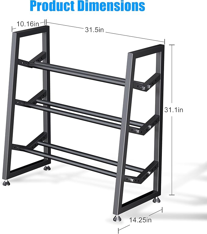 Upgraded V-type 3-Tier Dumbbell Rack, Adjustable Heavy-Duty Metal Weight Rack for Dumbbells, Kettlebells & More, Space-Saving Home Gym Organizer (Dumbbells Not Included)