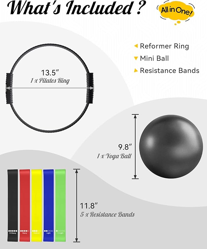 Pilates Ring, Silicone Magic Pilates Rings, Lightweight & Durable Flexible Fitness Circle Exercise Equipment for Toning Arms, Thighs,Legs, Core,Yoga & Physical Therapy