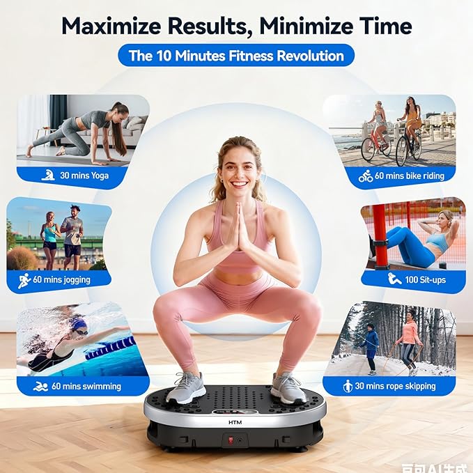Vibration Plate Exercise Machine with 120 Speed Levels, 9 Program Modes and Remote Control - 15 Min Timer, 300 lbs Capacity Vibrate Stand Shake Board for Full Body Workout, Fat Burner and Toning