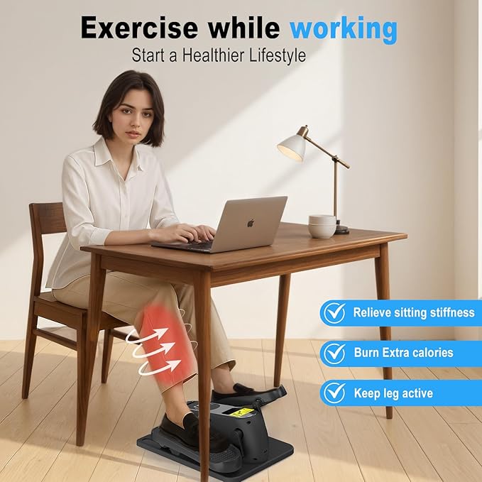HOTWAVE Under Desk Elliptical Exercise Machine, Ellipse Leg Exerciser Electric as Seen on TV While Sitting for Seniors with Remote Control & 12-Speeds, Seated Foot Pedal Exercise Training Equipment