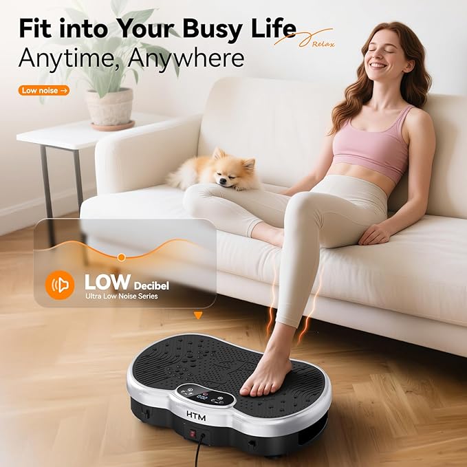 Vibration Plate Exercise Machine - 300 lbs Weight Capacity, 120 Speed Levels, 9 Workout Modes for Home Fitness, Muscle Toning & Weight Loss