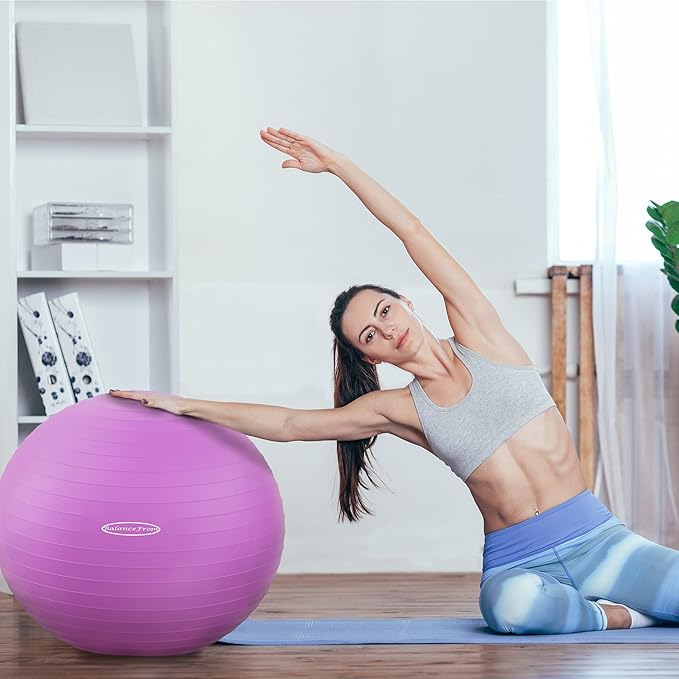 Fitvids Exercise Ball for Fitness, Yoga, Pilates with Quick Pump, Anti-Burst Slip Resistant Balance Ball