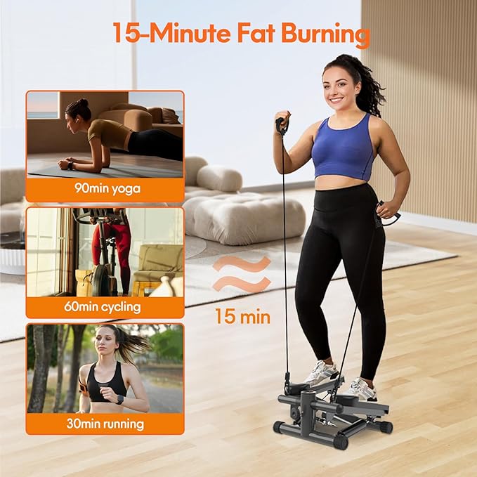 Steppers for Exercise at Home, Mini Stpper with Resistance Bands, 331lbs Load Capacity Stair Stepper for Home, Portable Great Workout Exercise Equipment Stepper for Home Gym Office Travel