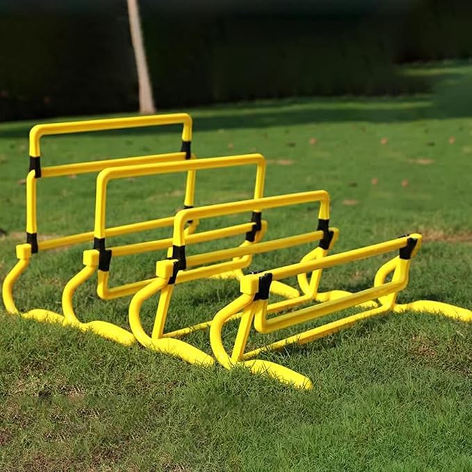 5Pcs Agility Training Hurdles Agility Speed Training Equipment Adjustable Height for Soccer Outdoor Sports Foot Exercise, Yellow