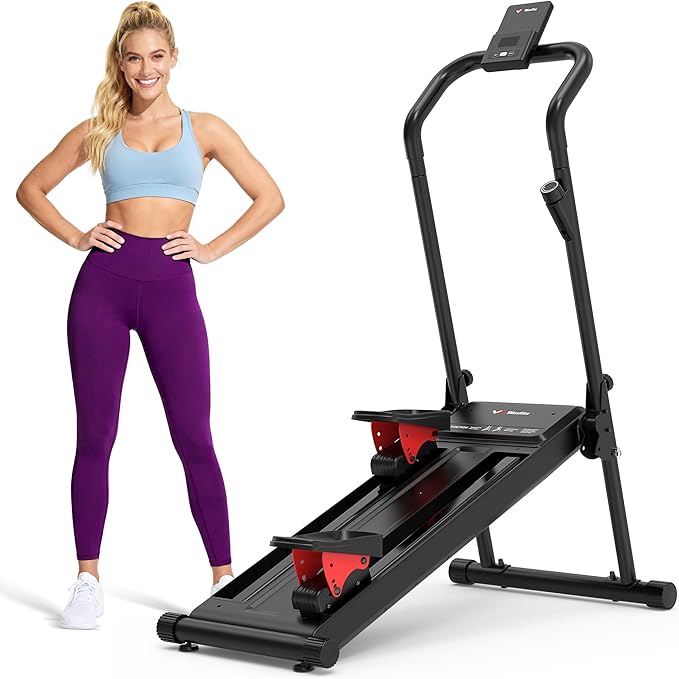 Stair Climber Machine for Home, 8-Level Adjustable Resistance Up to 77 LBS, Compact Folding Cardio Stair Stepper with 3-Level Incline & Pedal Angles, 350 LBS Capacity, 19'' Extended Stride