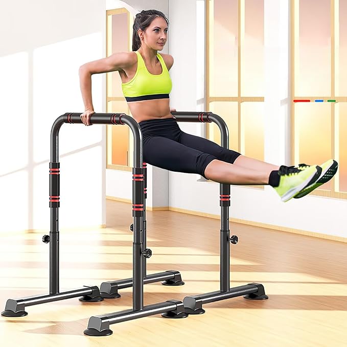 Dip Station, Dip Stand, Heavy Duty Dip Bar, Adjustable Parallel Bars 440LBS Loading Capacity for Home Workout Calisthenics Strength Training