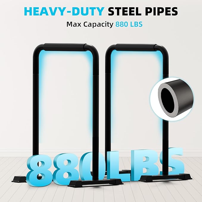 Outdoor Basic 2-in-1 Adjustable Dip Bar Station - Heavy Duty Parallel Bars with Connecting Parts, Extra Tall & Thickened Steel Design for Home Gym, Calisthenics & Strength Training (Dip Bar Pro)