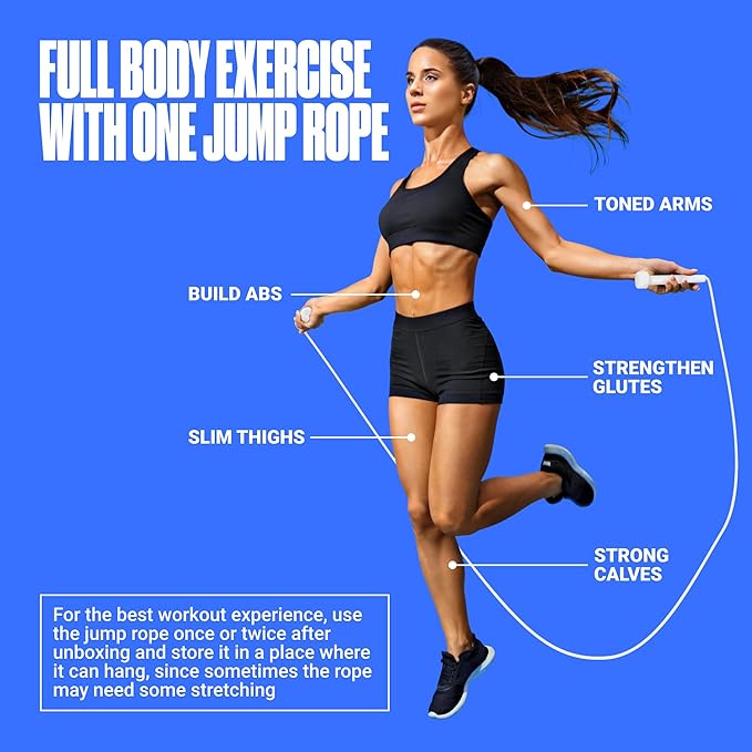 SPORTBIT Adjustable Jump Rope for Fitness and Exercise – Skipping Rope for Cardio, Boxing, and Weight Loss – Speed Rope perfect for Men & Women