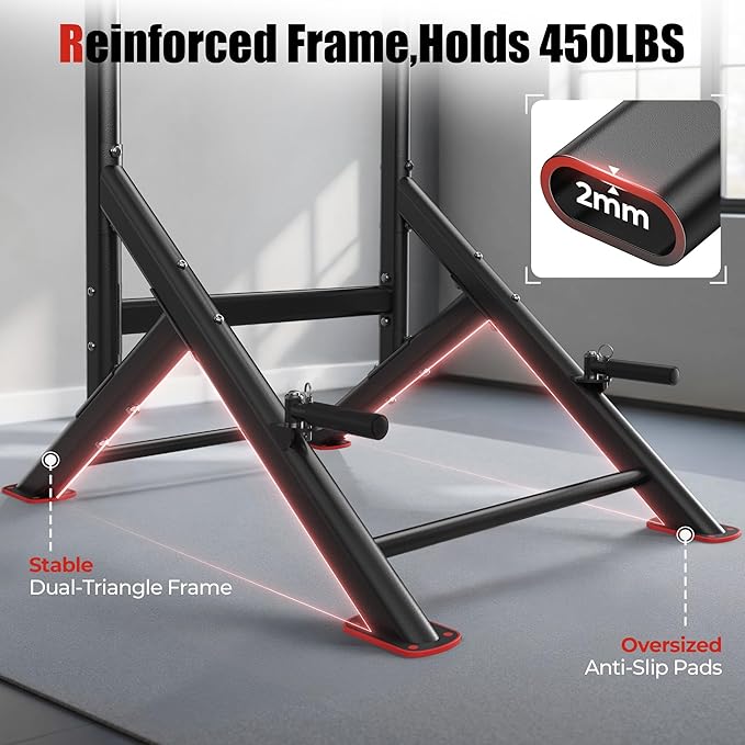 Sportsroyals Power Tower Pull Up Bar Station, 450LBS Stable Pull Up Dip Station for Home Gym Strength Training Equipment | FED Fitness