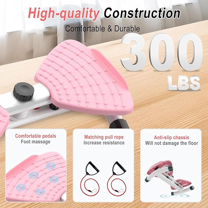 Waist Twisting Machine Fitness Tool, Ab Twister Board for Home Workout & Core Training, 300 lbs Capacity Exercise Twist Board with Resistance Bands, Noiseless Waist Sculptor with Foot Massage