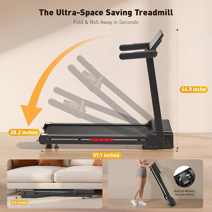 JAGJOG Treadmill for Home with Auto Incline, 3.5-4.5 HP Foldable Treadmill, 12 HIIT Programs,15"-18" Wide LED Touchscreen, Smart App & Heart Rate, 300-400LBS Capacity, Fully Assembly