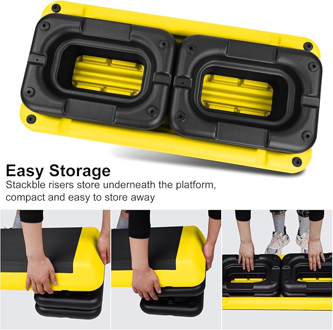 Adjustable Aerobic Stepper Workout Step with 4 Risers Fitness & Exercise Platform Trainer